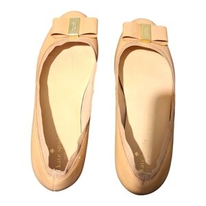Kate Spade Tock Stretch-Trim Taupe Ballet Bow Flats